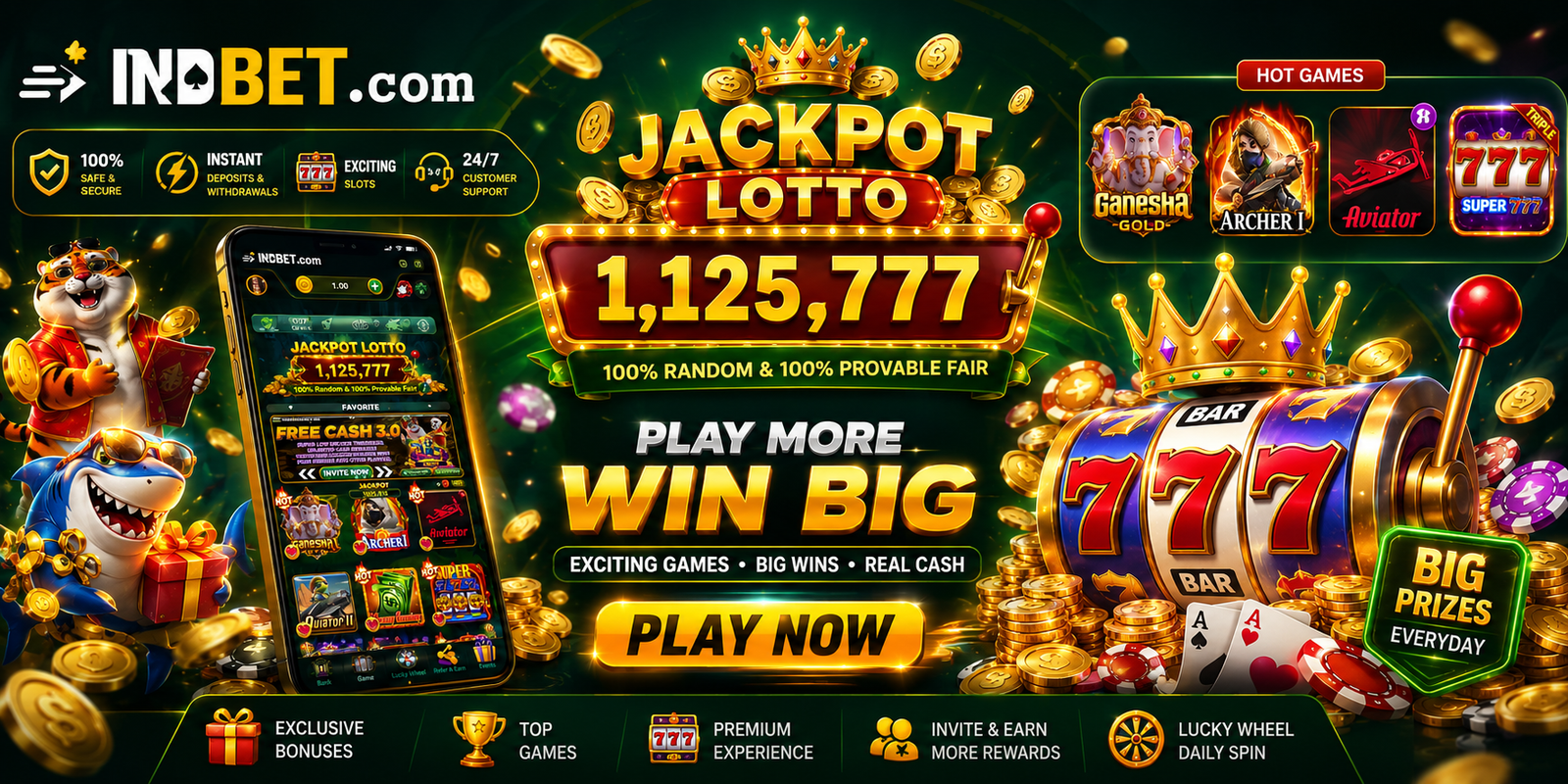 JaiHoArcade featured promotional banner showing the ₹10,000 welcome bonus